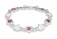 Armbånd til barn i 925 sølv med rose og hvite hjerter
