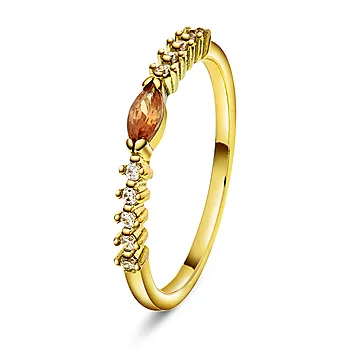 Ring i 925 forgylt sølv med champagnefarget zirkonia