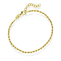 Pan Jewelry, Cordel armbånd i forgylt 925 sølv, 19 cm