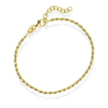 Pan Jewelry, Cordel armbånd i forgylt 925 sølv, 19 cm