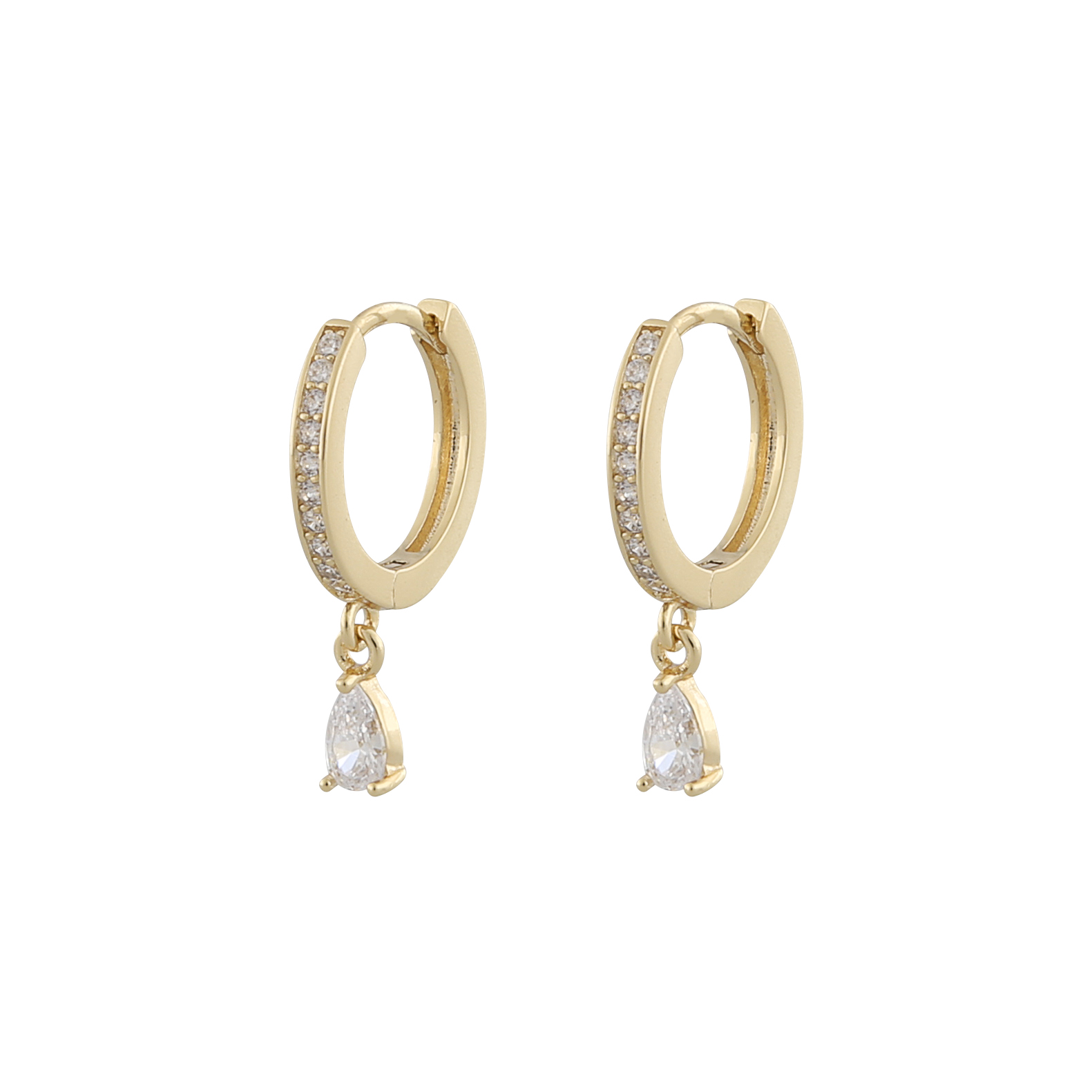 Snö Of Sweden Camille Drop Ring Earring Gold/Clear 14,5mm