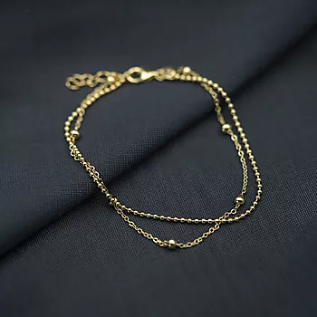 Bilde nummer 4 av Pan Jewelry, Ankelkjede til barn i forgylt 925 sølv med 2 rader