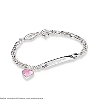 Bilde nummer 3 av Armbånd til barn i 925 sølv med rosa hjerte og graveringsplate