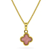 Pan Jewelry, Kløver smykke i forgylt 925 sølv med rosa rhodokrositt