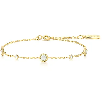 Armbånd i 925 forgylt sølv med grønn zirkonia