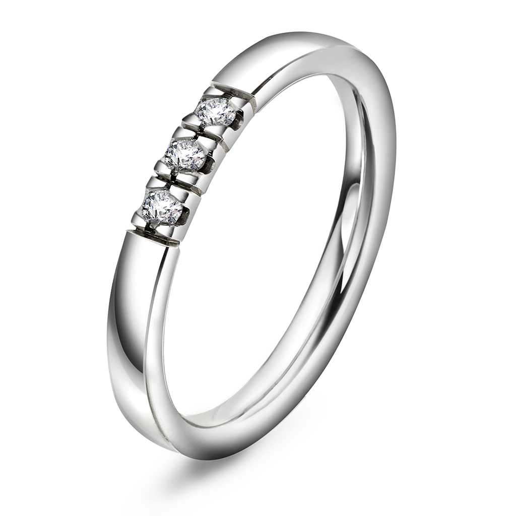 Pan Jewelry, Lady alliansering i 585 hvitt gull med diamant 0,09 ct TWSI