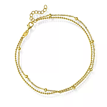 Pan Jewelry, Ankelkjede i forgylt 925 sølv med 2 rader
