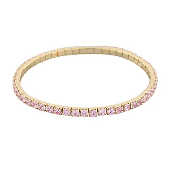 Snö of Sweden, Meadow armbånd i forgylt messing med rosa zirkonia, S/M