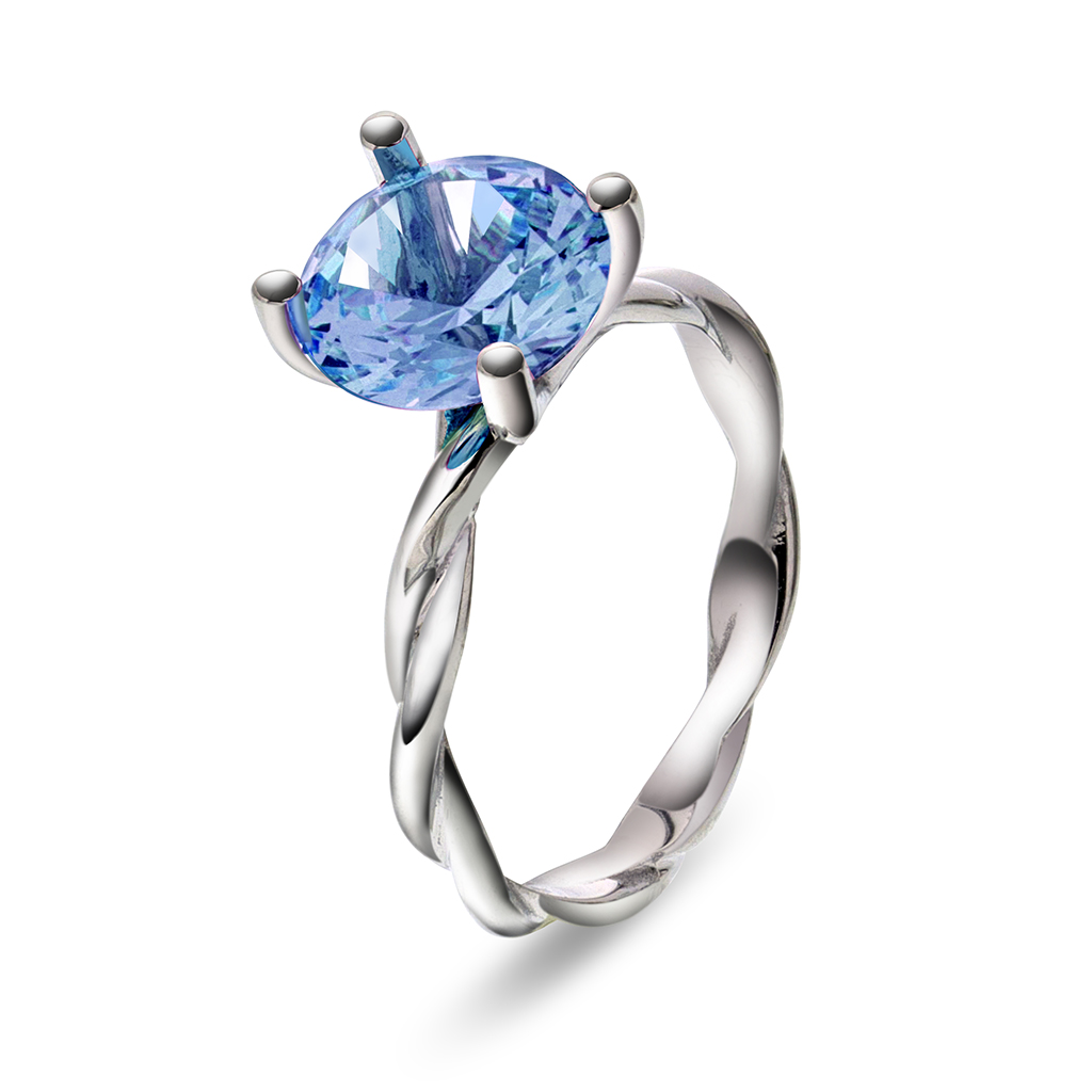 Pan Jewelry Drops, Ring i 585 hvitt gull med syntetisk Akvamarin