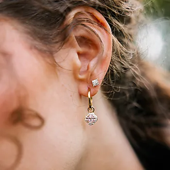 Bilde nummer 3 av Pan Jewelry, Ivy øreringer i forgylt 925 sølv med rosa zirkonia
