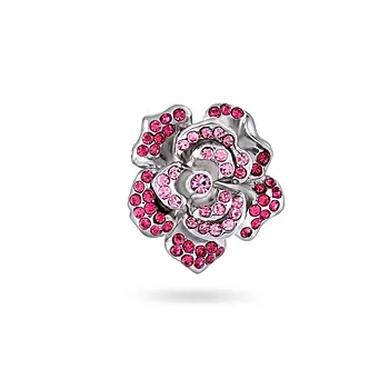 Brosje med rosa blomst