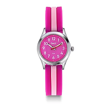 Barneklokke med rosa silikonrem