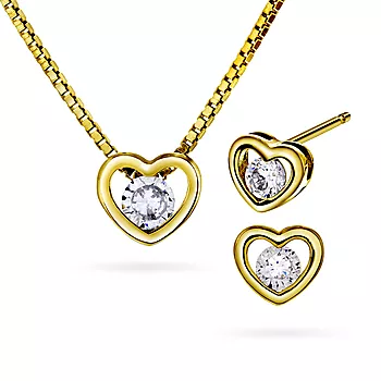 Pan Jewelry, Smykkesett i forgylt 925 sølv med zirkonia