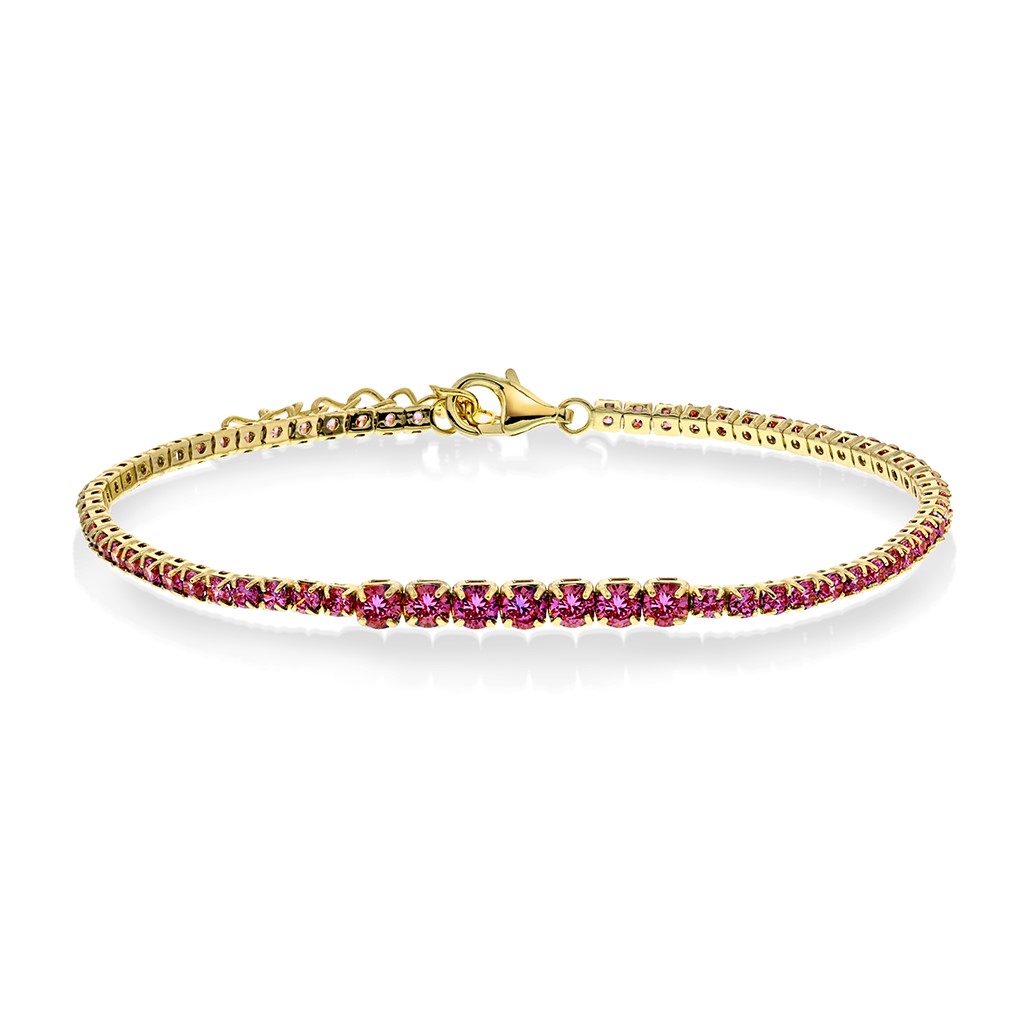 Pan Jewelry, Armbånd i forgylt 925 sølv med rosa zirkonia