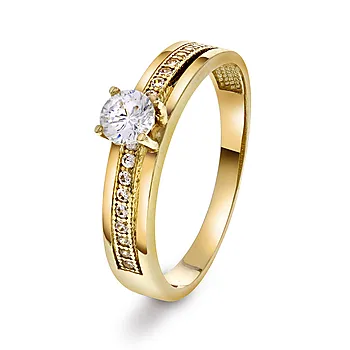 Pan Jewelry, Ring i 585 gult gull med zirkonia