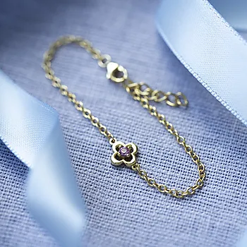 Bilde nummer 3 av Prins & Prinsesse, Armbånd til barn i 925 forgylt sølv med rosa zirkonia