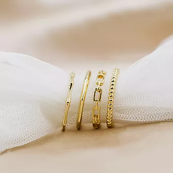 Bilde nummer 4 av Pan Jewelry, Ringer i 925 forgylt sølv 4 pk.