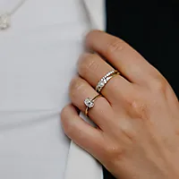 Bilde nummer 6 av 2-i-1 Modena ring i 925 forgylt sølv med zirkonia og perle