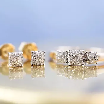 Bilde nummer 4 av Line øredobber i 375 gult gull med diamanter 0,14 ct