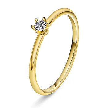 Vida diamantring i 585 gult gull 0,07 ct