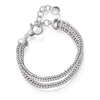 Pan Jewelry, Armbånd i rhodinert 925 sølv 2 radet, 21 cm