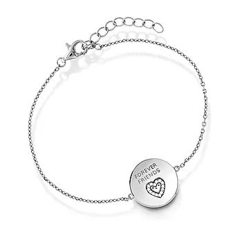 Pan Jewelry, Armbånd i 925 sølv med hvite zirkonia og teksten "FOREVER FRIENDS"