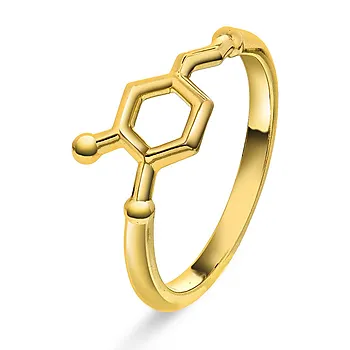 Ring i 925 forgylt sølv med symbol dopamin