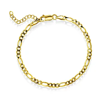 Pan Jewelry, Figaro armbånd i forgylt 925 sølv, 19 cm
