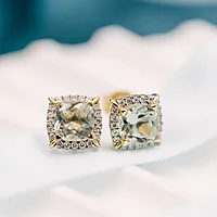 Bilde nummer 4 av Siena diamantøredobber i 585 gult gull 0,20 ct med grønn ametyst