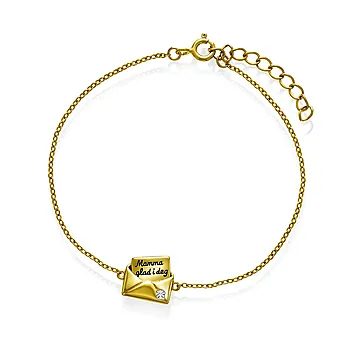 Armbånd i 925 forgylt sølv med "Mamma glad i deg"
