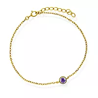 Pan Jewelry, Armbånd i 925 forgylt sølv med lilla zirkonia