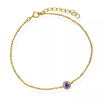 Pan Jewelry, Armbånd i 925 forgylt sølv med lilla zirkonia