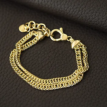 Bilde nummer 2 av Pan Jewelry, Armbånd i forgylt 925 sølv 2 radet, 21 cm