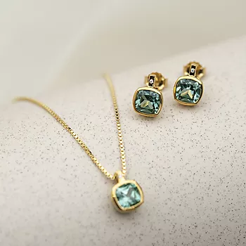 Bilde nummer 3 av Pan Jewelry, Øredobber i forgylt 925 sølv med grønn zirkonia