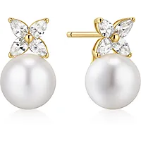 Øredobber i 925 forgylt sølv med skjellperler