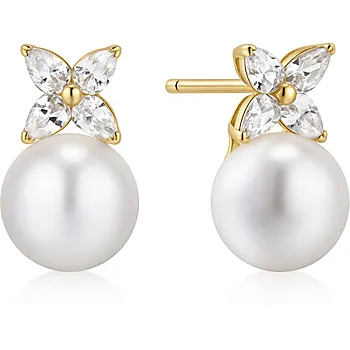 Øredobber i 925 forgylt sølv med skjellperler