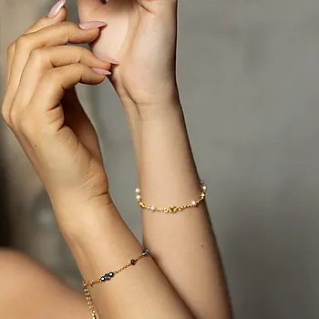 Bilde nummer 4 av Fairy armbånd i forgylt 925 sølv med blå glasstener