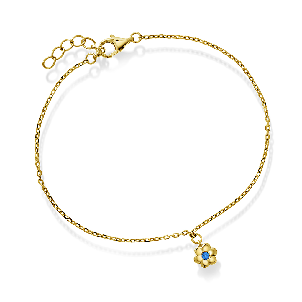 Pan Jewelry, Ankelkjede til barn i forgylt 925 sølv med blomst
