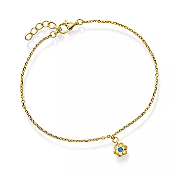 Pan Jewelry, Ankelkjede til barn i forgylt 925 sølv med blomst
