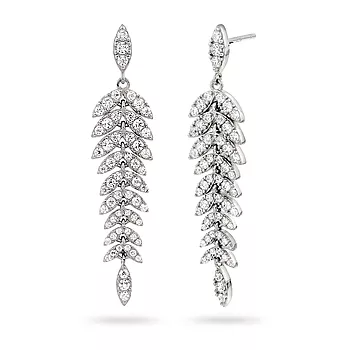 Pan Jewelry, Lange øredobber i 925 sølv med zirkonia