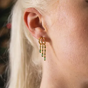 Bilde nummer 2 av Pan Jewelry, Rio Radiance øredobber i forgylt 925 sølv med grønn zirkonia