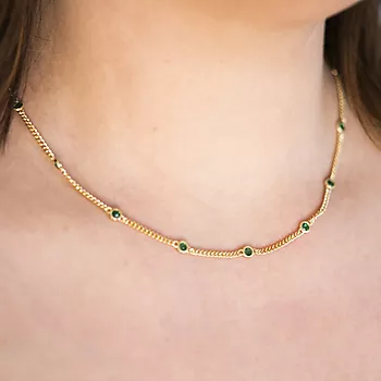 Bilde nummer 4 av Pan Jewelry, Smykke i forgylt 925 sølv med grønne zirkonia