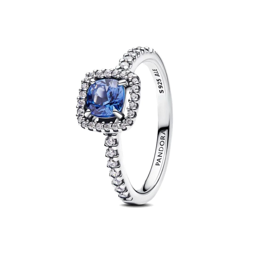 Pandora Timeless, Ring i 925 sølv med blå krystall og zirkonia