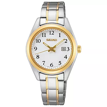 Seiko, Basic dameklokke med stållenke og gulldetaljer