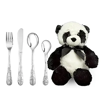 Bilde nummer 3 av Eik, Panda stålbestikk 4 deler med bamse