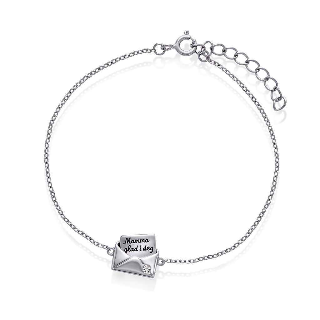 Armbånd i 925 sølv med "Mamma glad i deg"