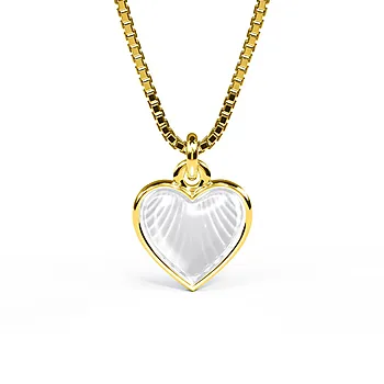 Smykke til barn i 925 forgylt sølv med hvitt hjerte