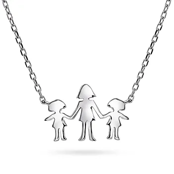 Familiesmykke i 925 sølv med mor og to døtre