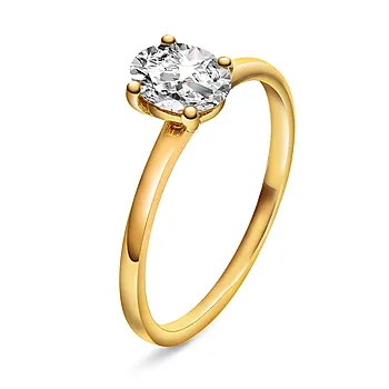Juliett ring i 375 gult gull med moissanite 0,75