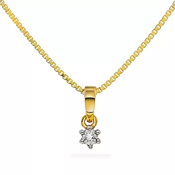 Prins & Prinsesse, Smykke til barn i 585 gult gull med diamant 0,03 ct